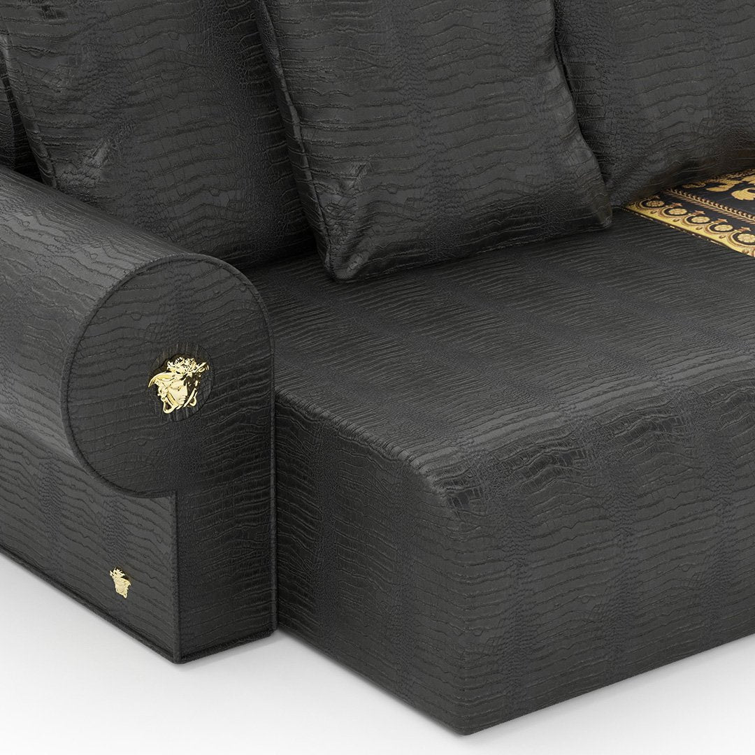 Crocodile-embossed leather × Baroque jacquard