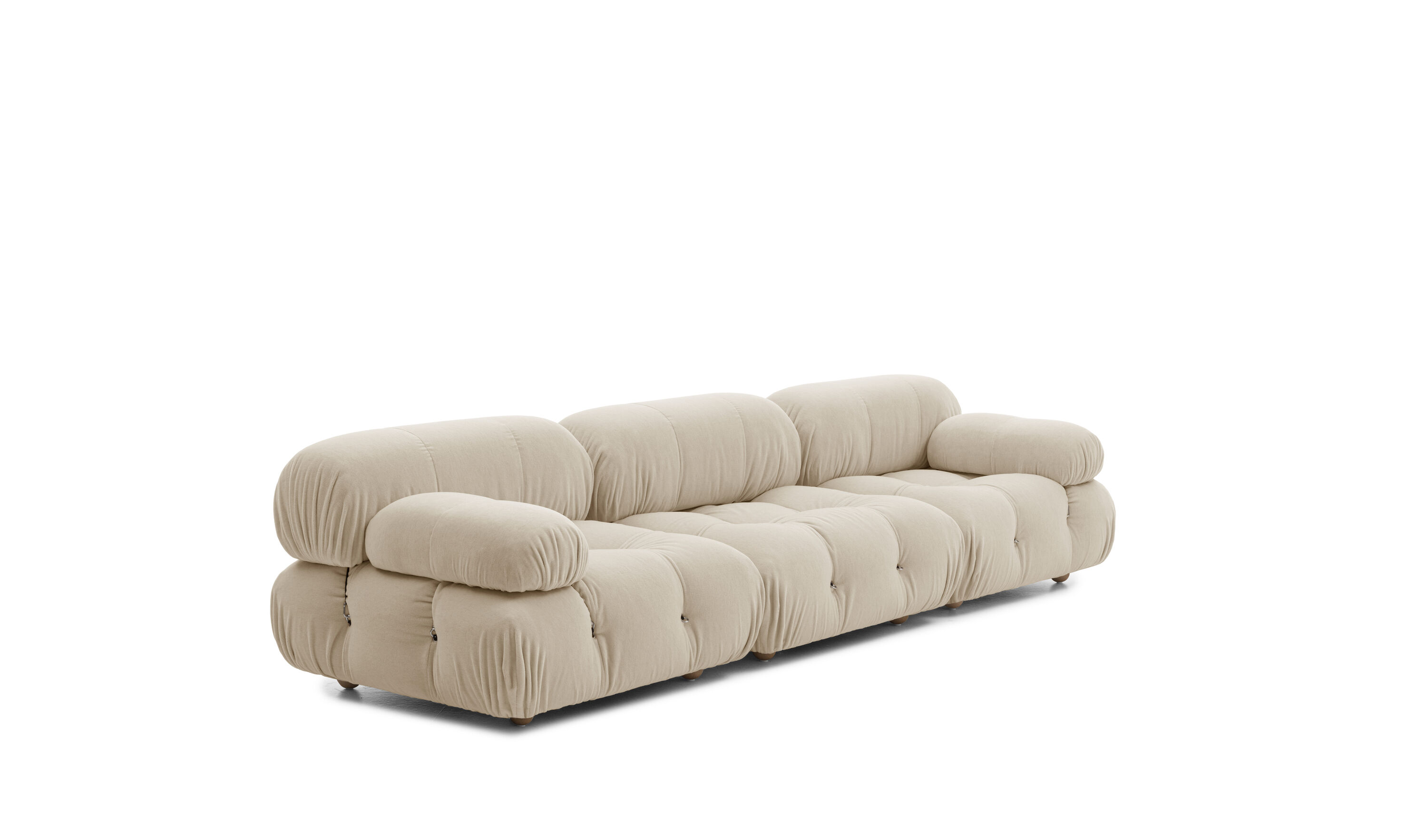 Detail of the capitonné upholstery.