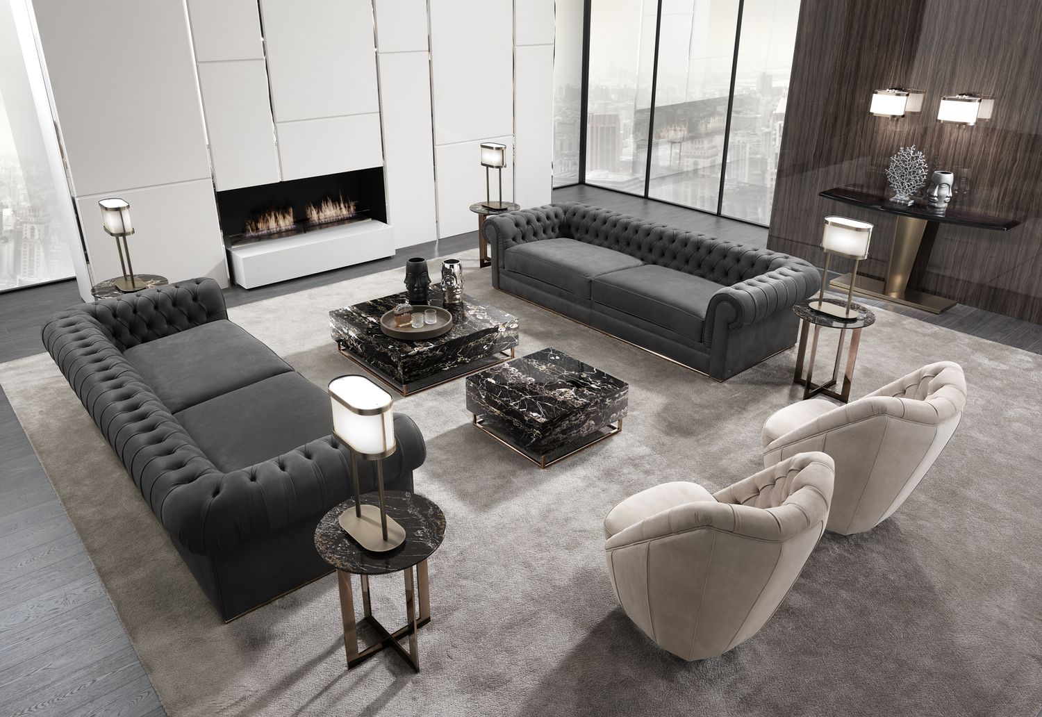 ROYAL CAPITONNE’ SWIVEL ARMCHAIR