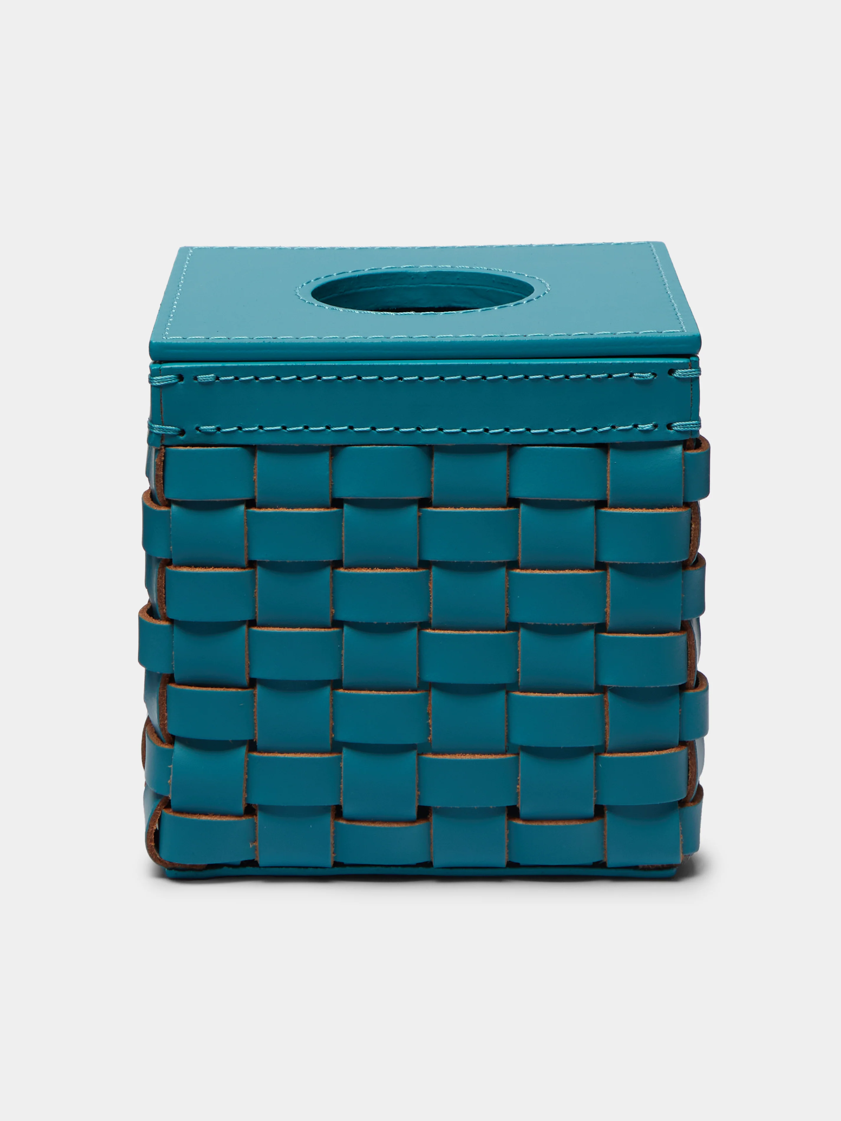 Woven Leather Tissue Box