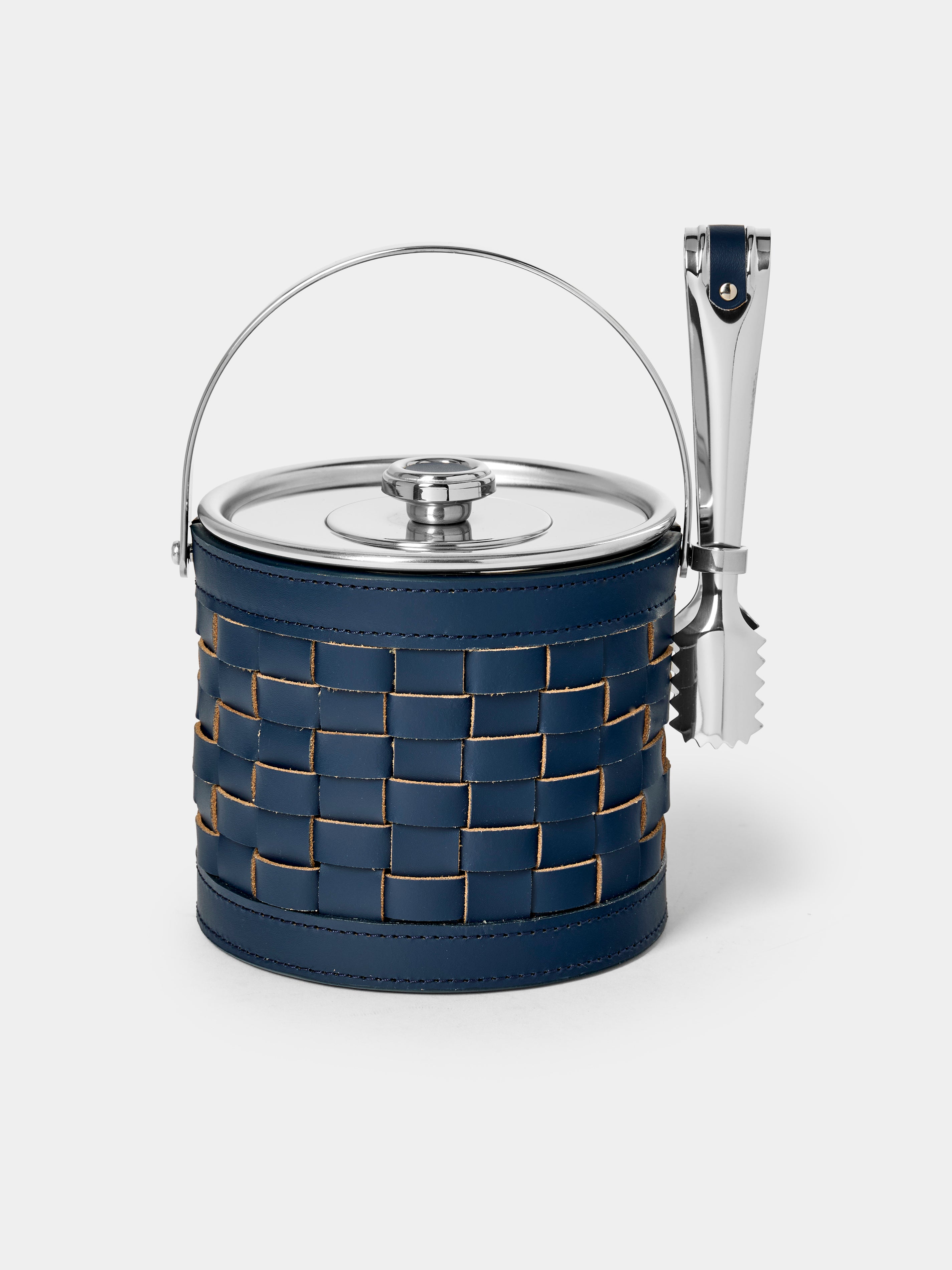 Barcelona Water-Resistant Leather Ice Bucket with Tongs