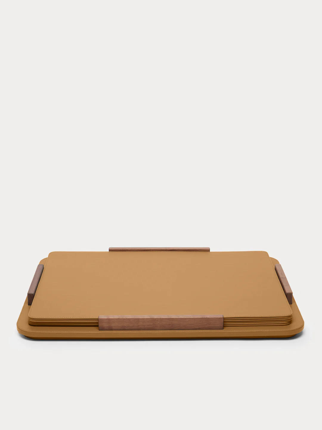 Leather and Walnut Placemats with Holder (Set of 6)