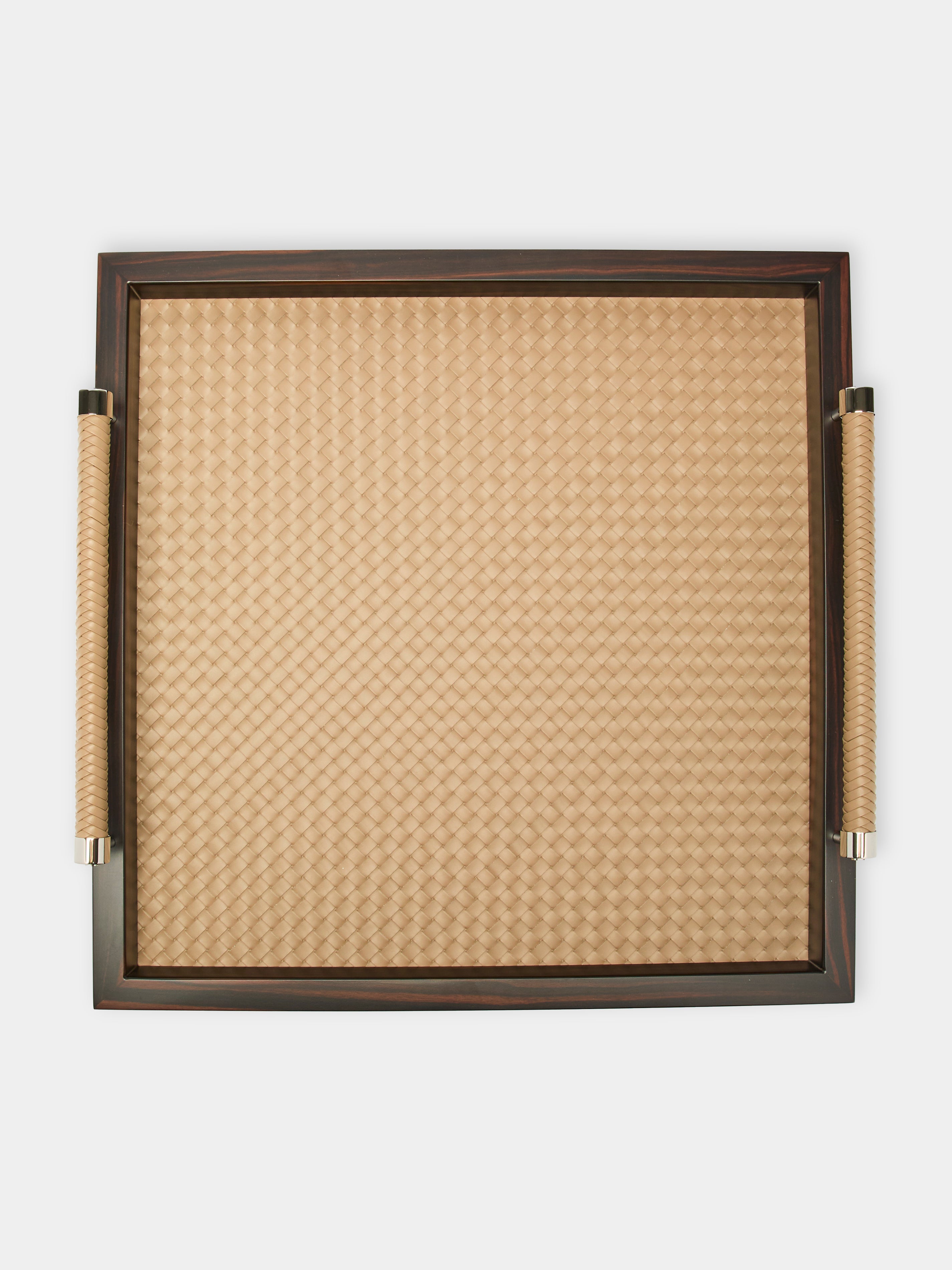 Diana Ebony and Woven Leather Tray (18in/46cm)