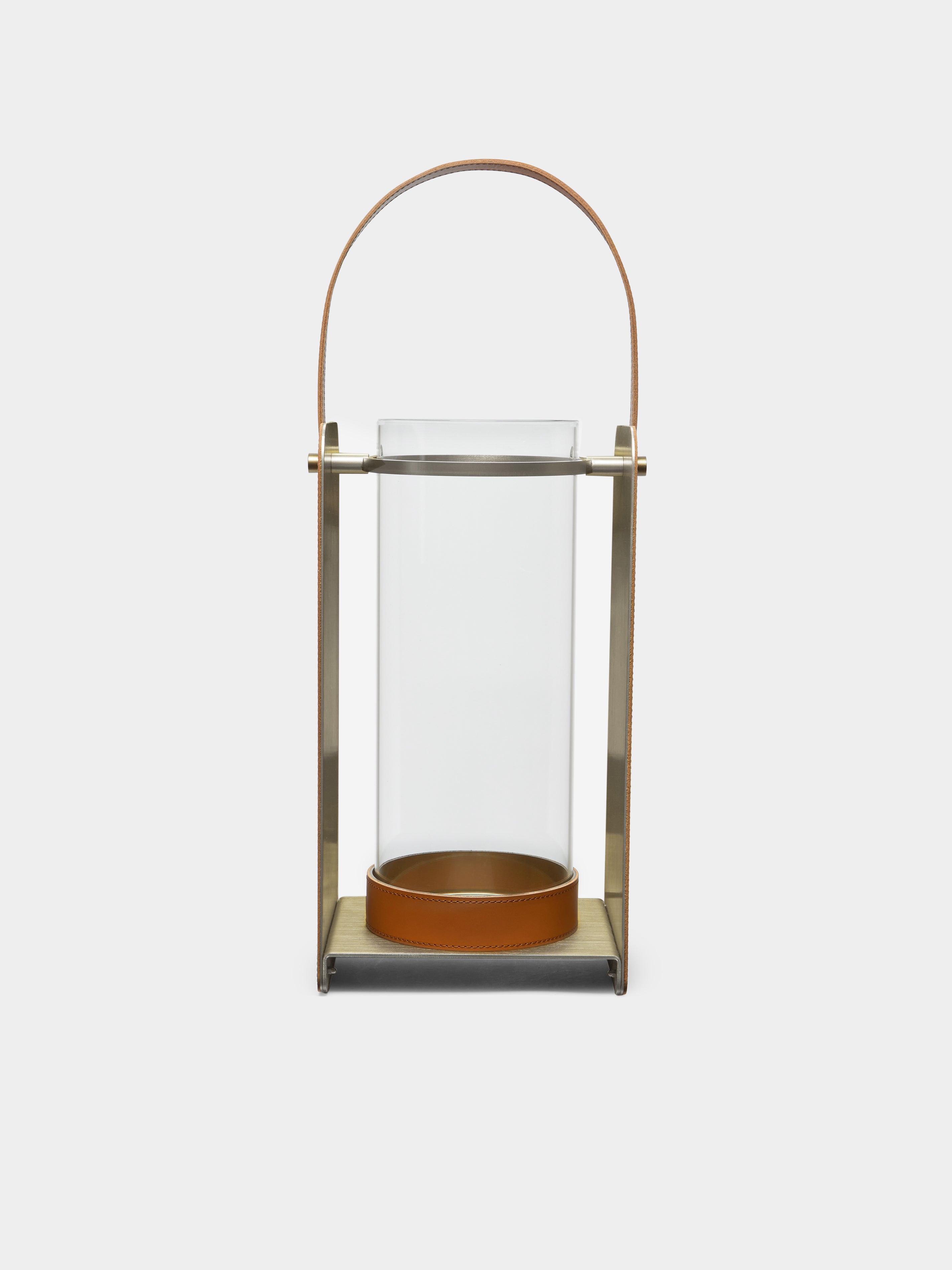 Lumen Glass and Leather Medium Lantern