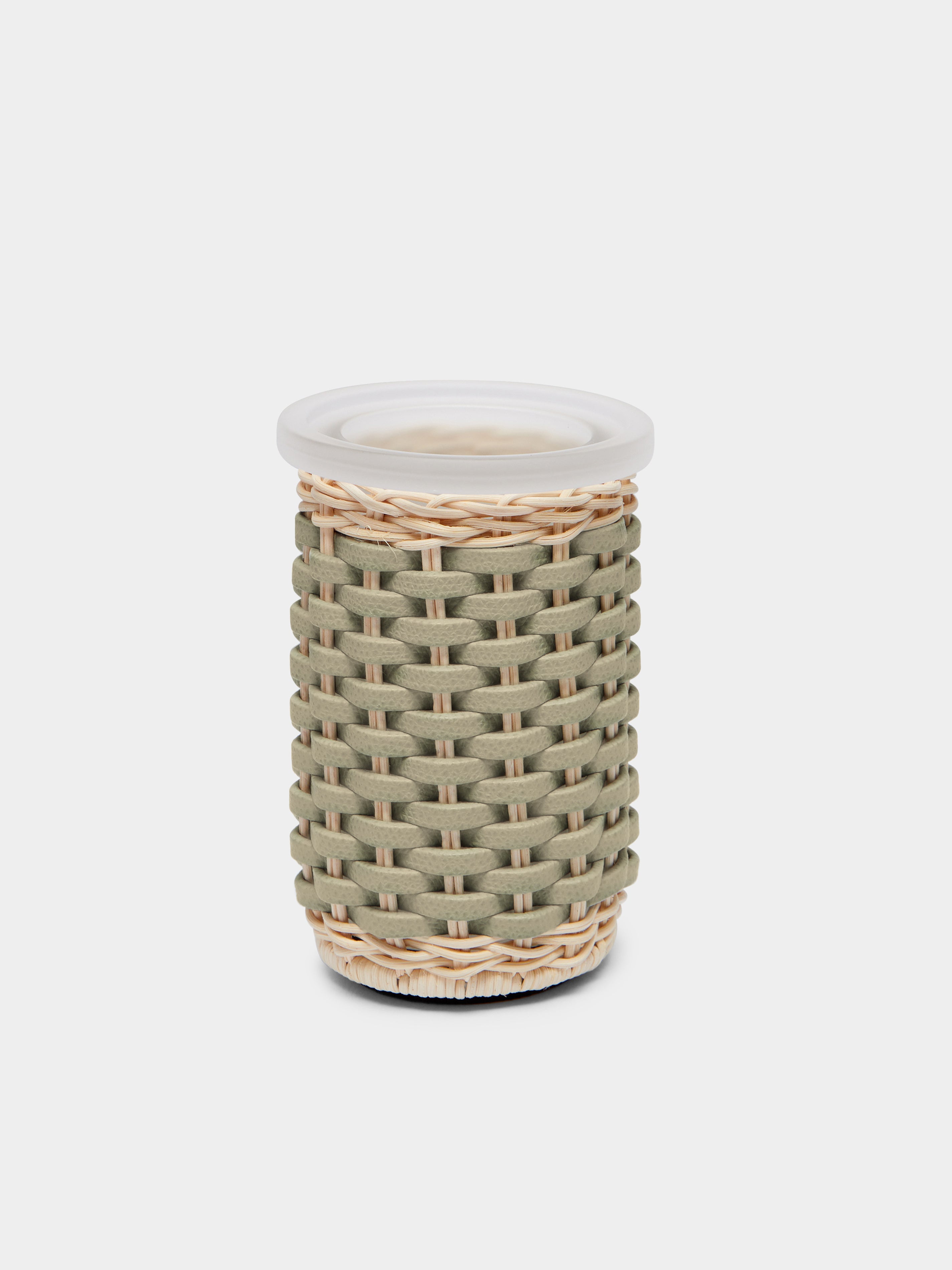 Calais Leather and Rattan Toothbrush Holder