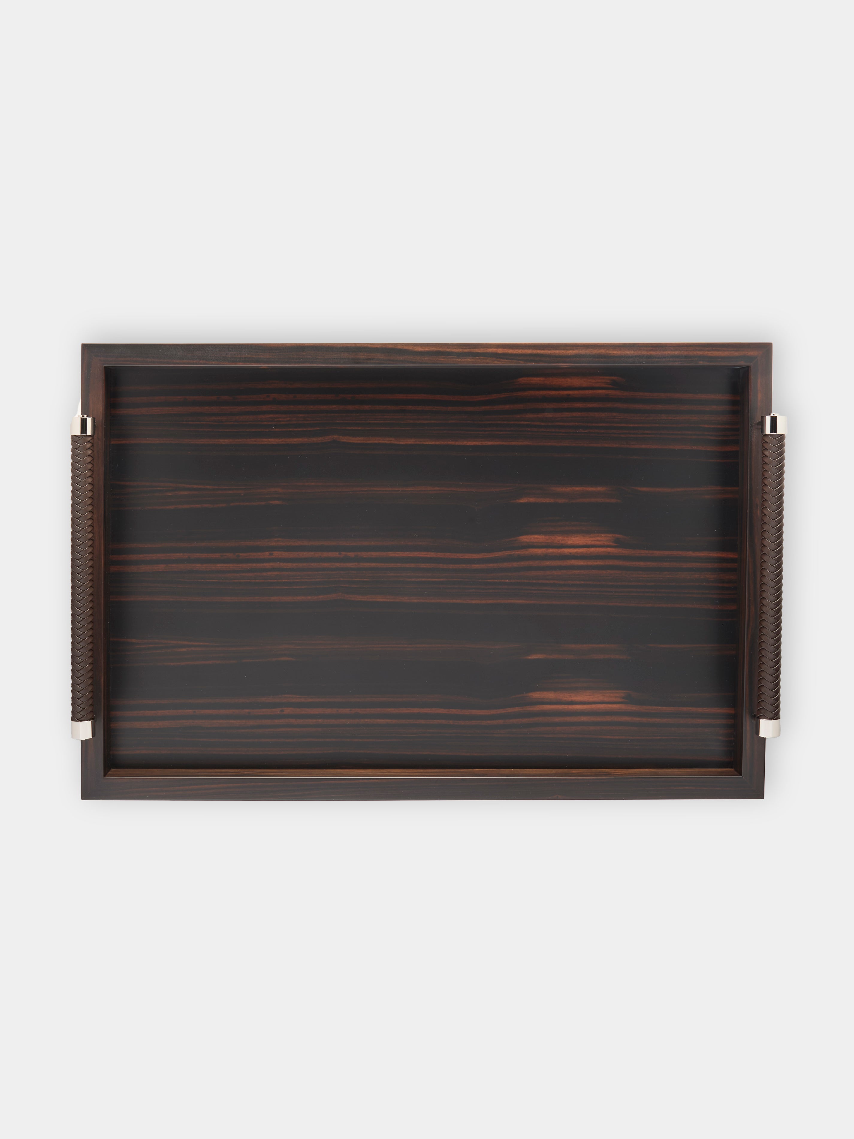 Diana Ebony and Woven Leather Tray (23.5in/60cm)