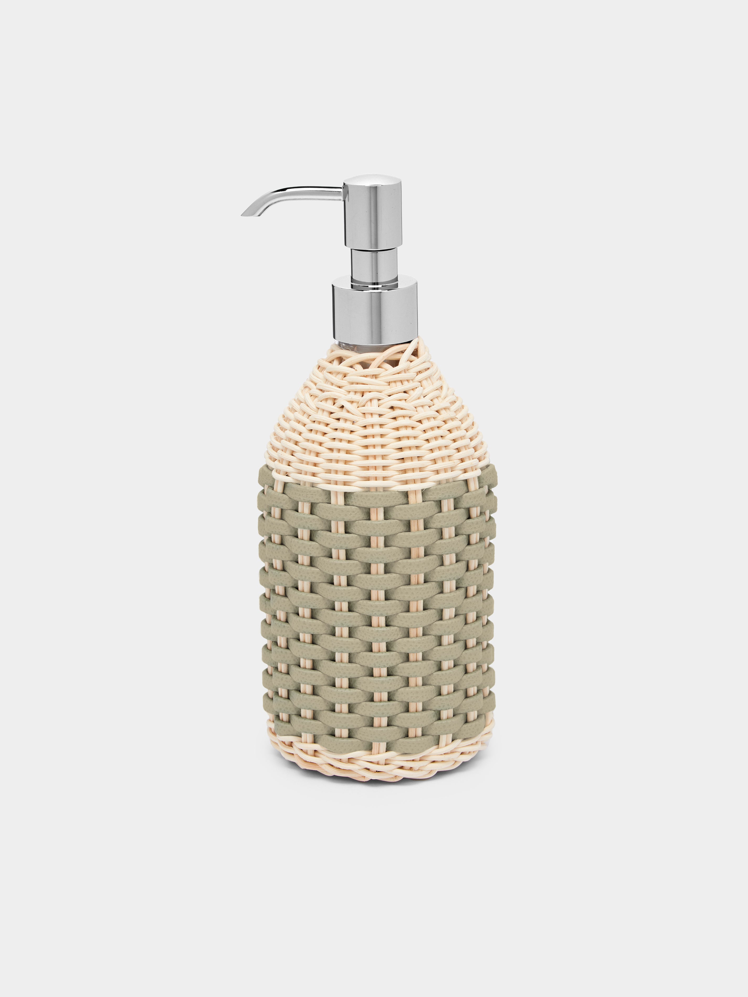 Rouen Leather and Rattan Soap Dispenser
