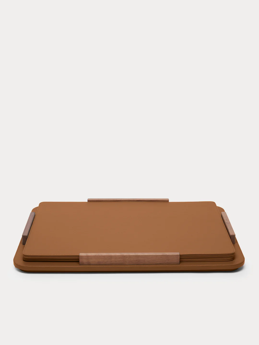 Leather and Walnut Placemats with Holder (Set of 6)