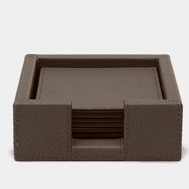 Tao Leather Coasters with Holder (Set of 6)