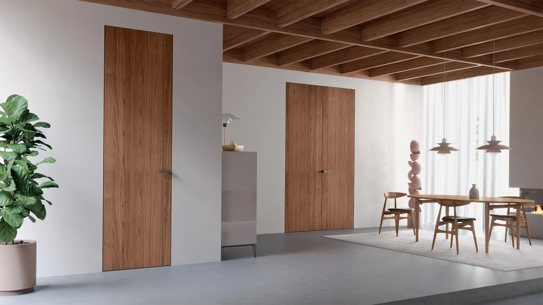 Flush-to-wall doors