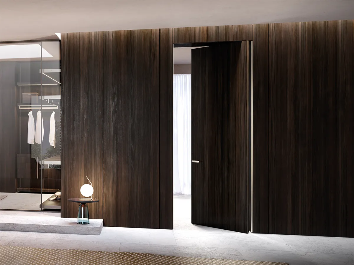 Pivot doors with flush frame