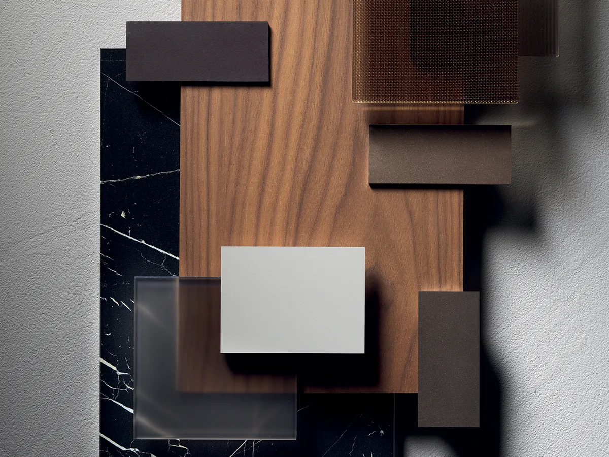 Sliding doors integrated into wall paneling