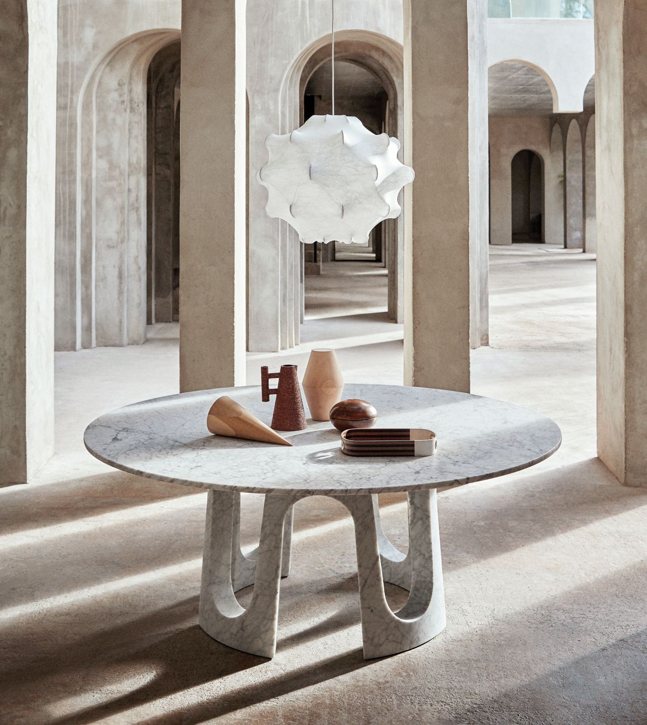 Fendi Casa Arches Table: Sculptural Marble Dining, Dubai
