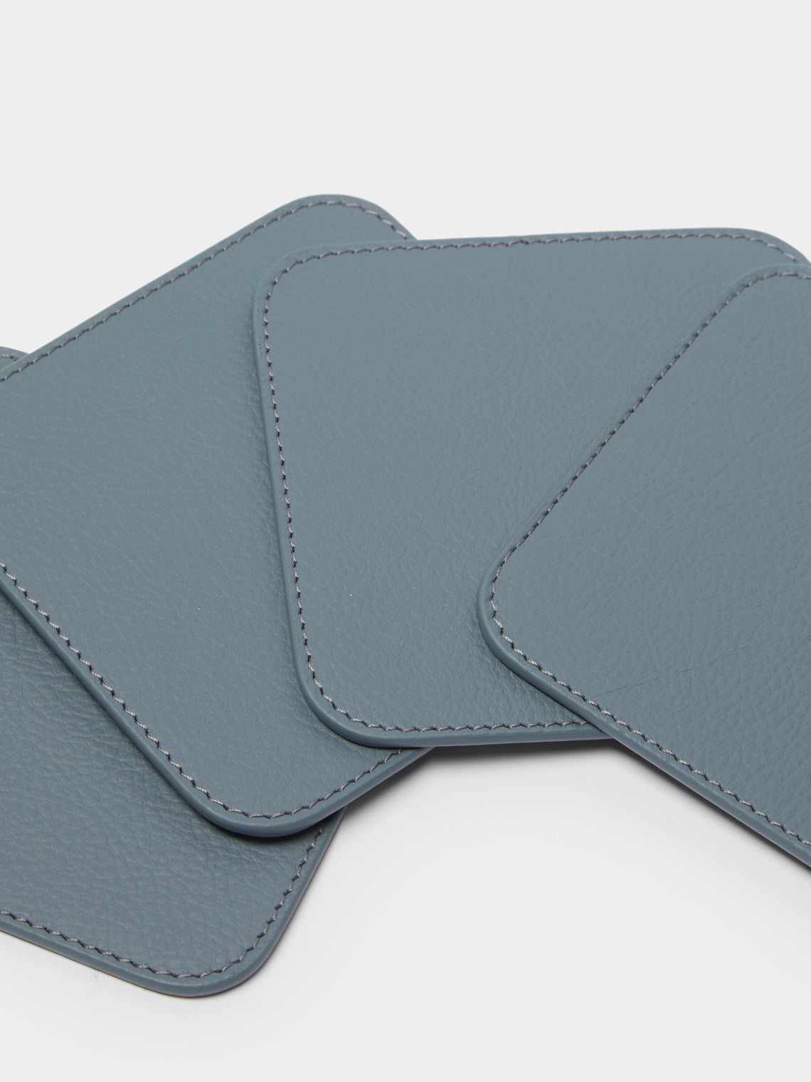 Leather and Walnut Coasters with Holder (Set of 6)