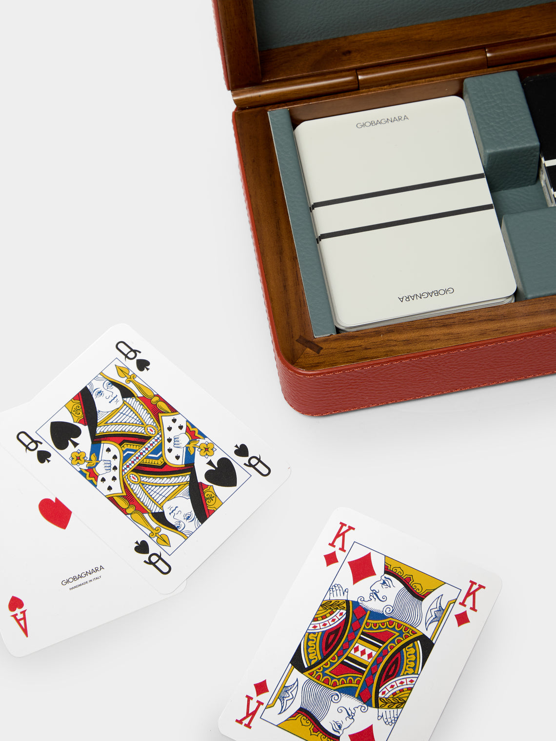 Leather and Walnut Playing Cards Box