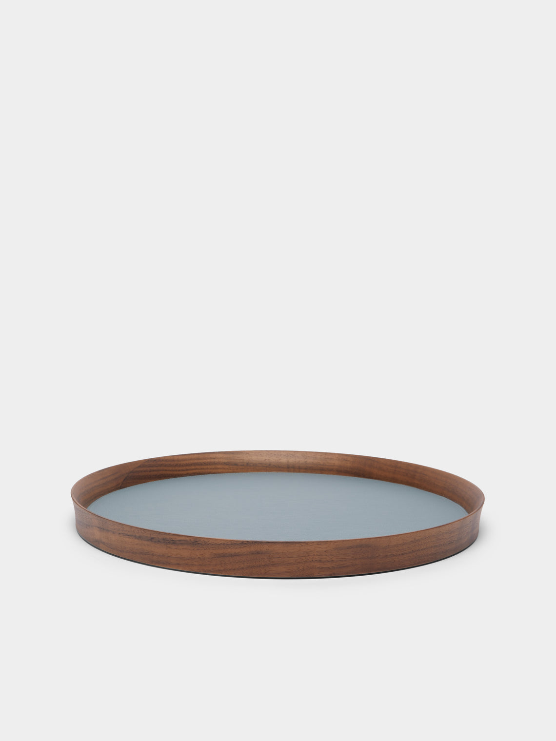 Walnut and Leather Round Tray (16.5in/42cm)