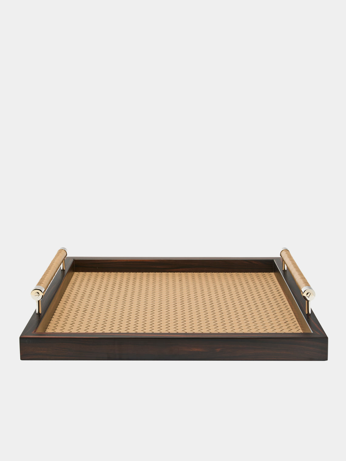 Diana Ebony and Woven Leather Tray (18in/46cm)