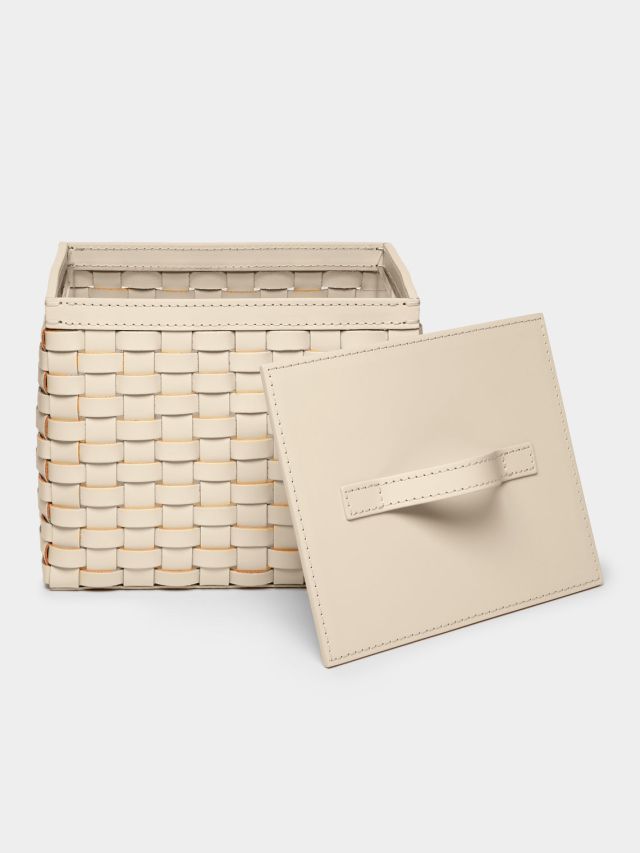 Woven Leather Wastepaper Basket