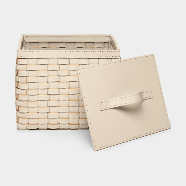 Woven Leather Wastepaper Basket