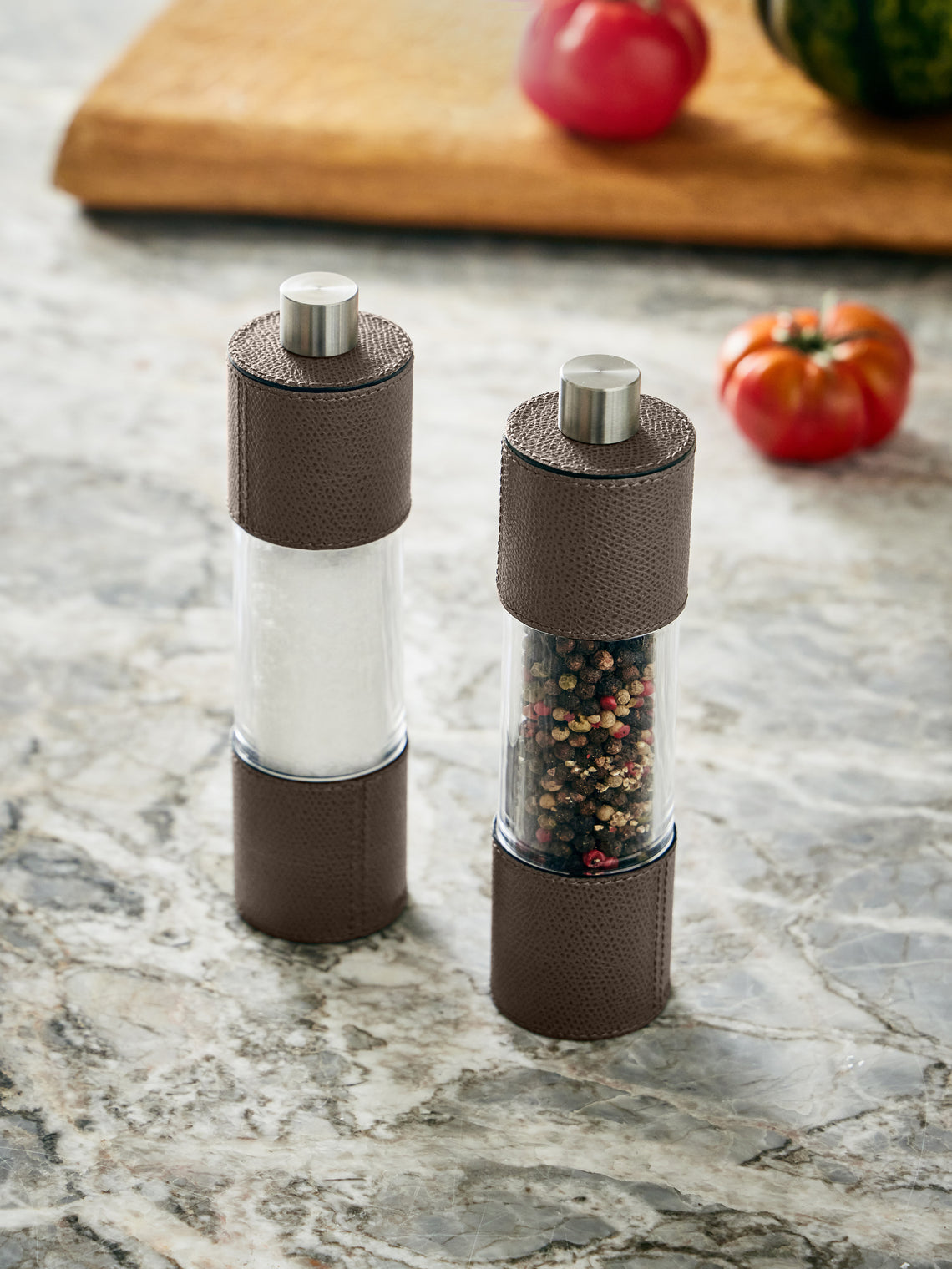 Otello Leather Salt and Pepper Mills (Set of 2)