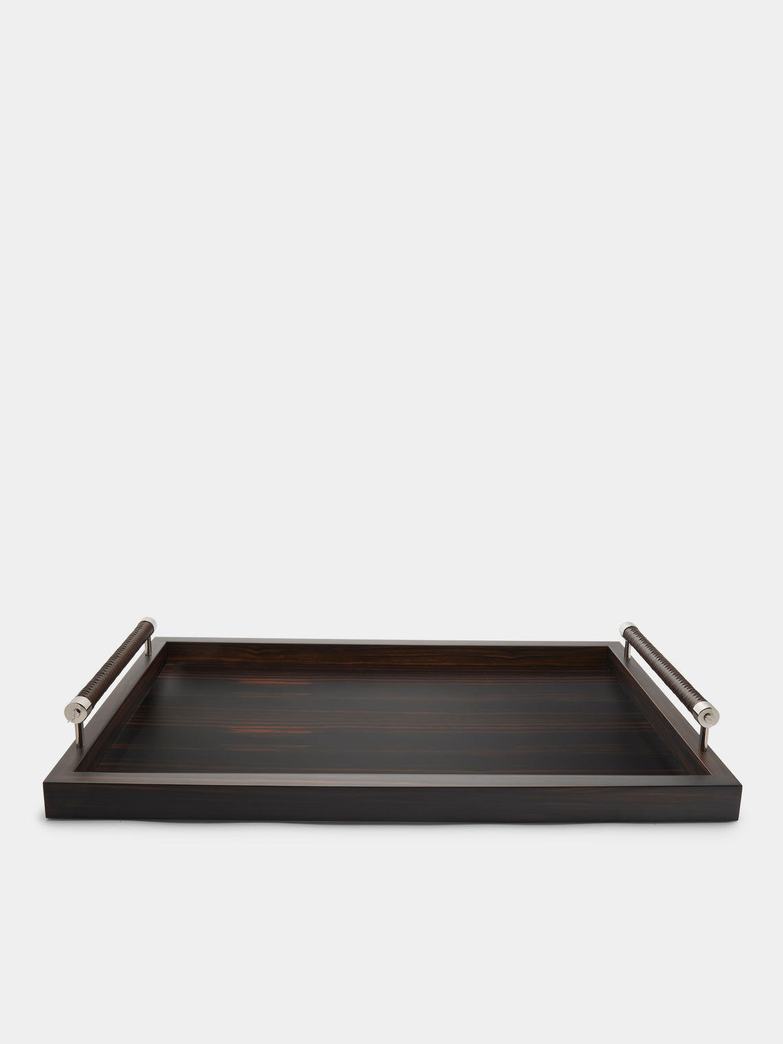 Diana Ebony and Woven Leather Tray (23.5in/60cm)