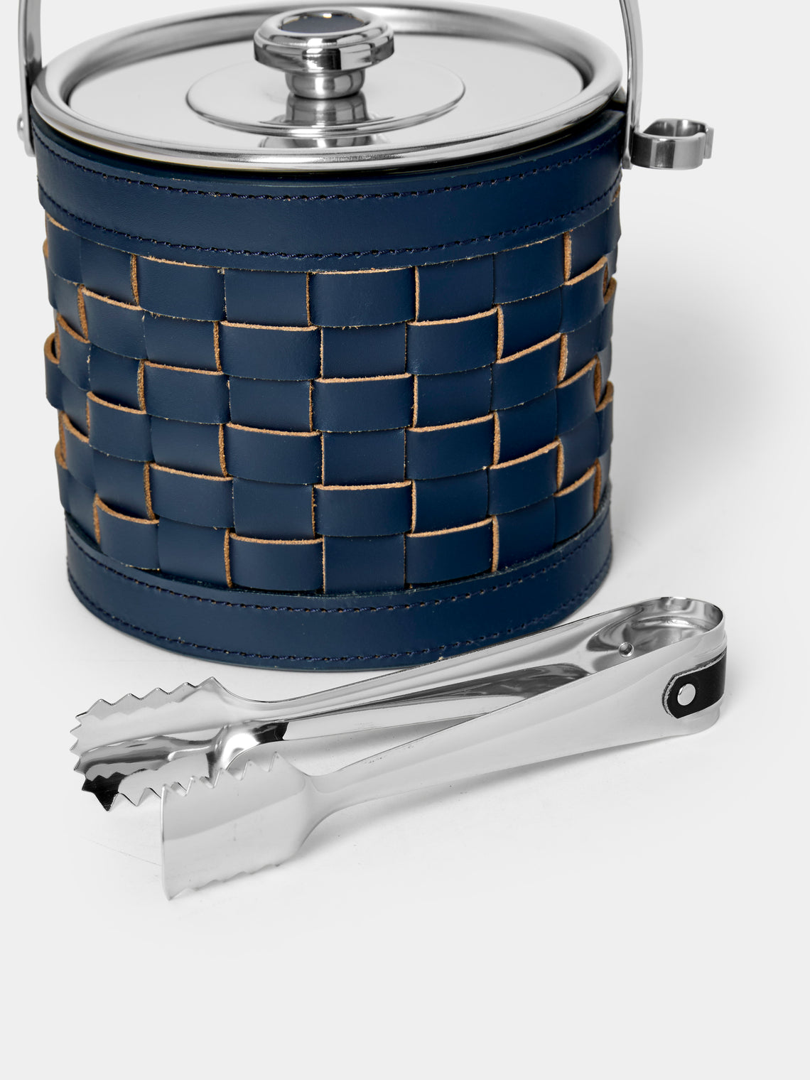 Barcelona Water-Resistant Leather Ice Bucket with Tongs