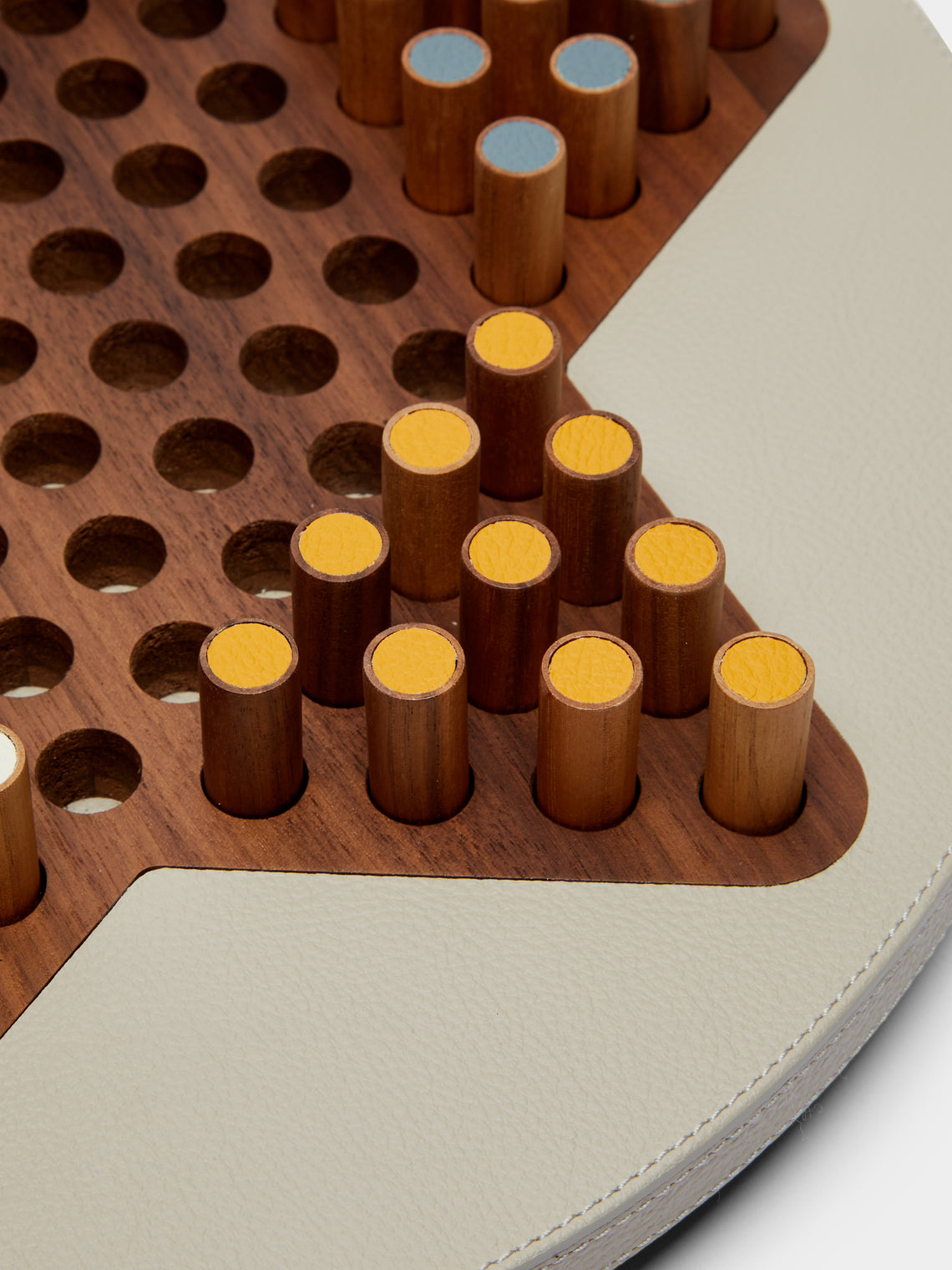 Leather and Walnut Chinese Checkers Set