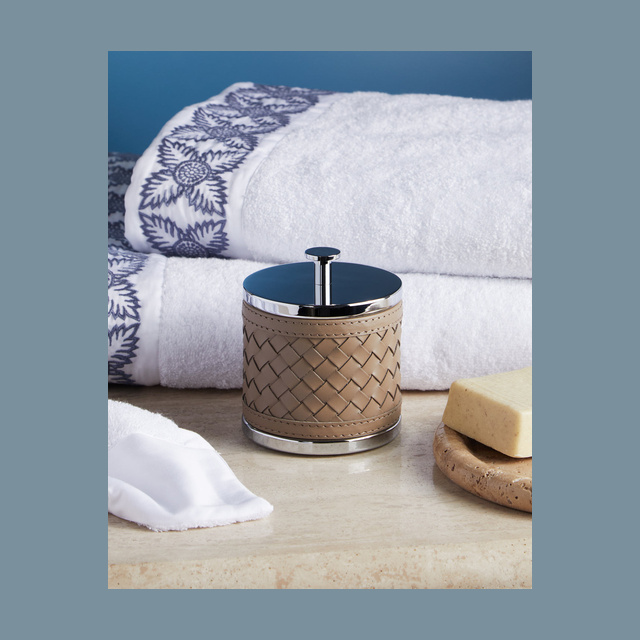 Woven Leather Lidded Box