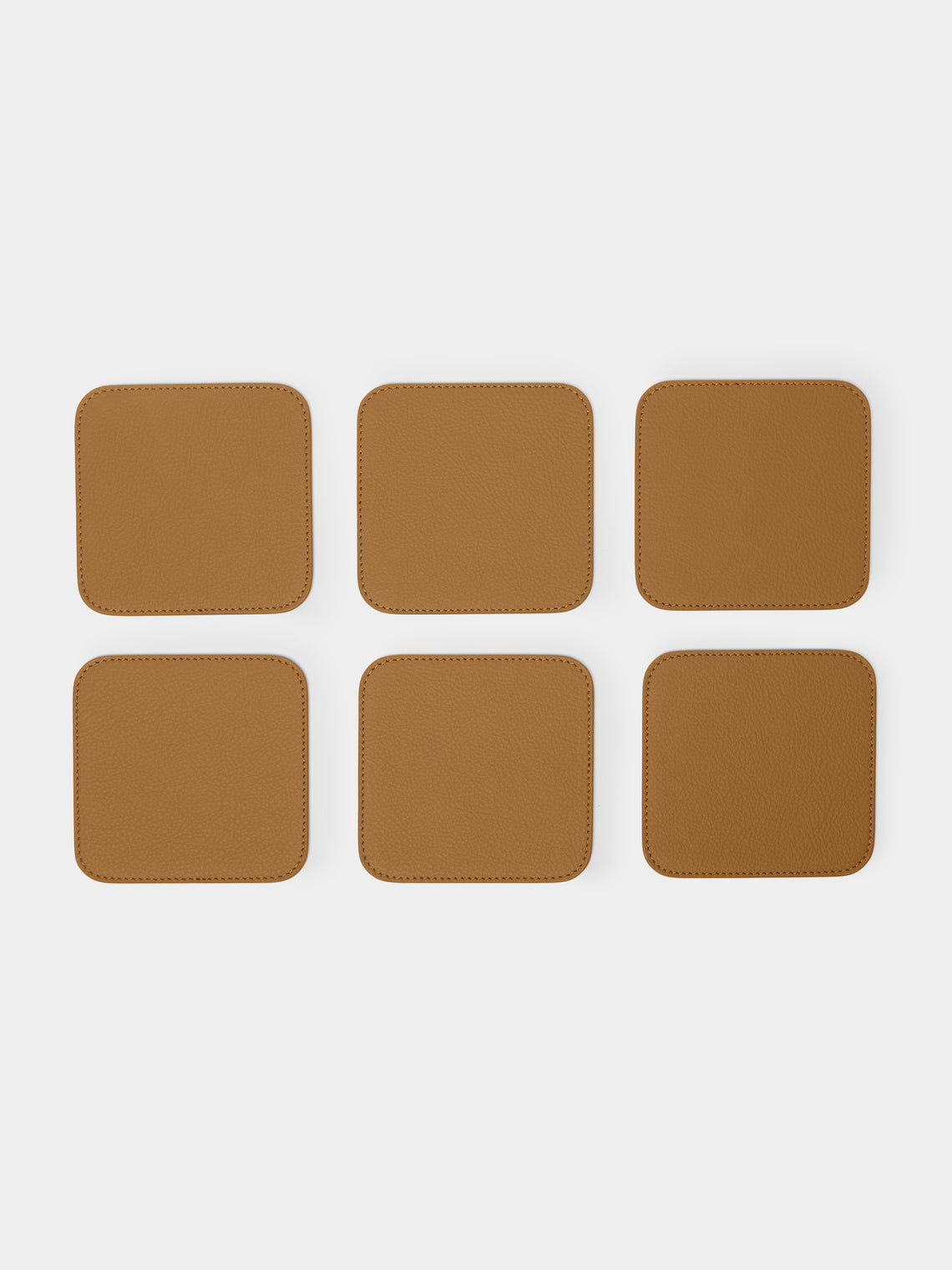 Leather and Walnut Coasters with Holder (Set of 6)