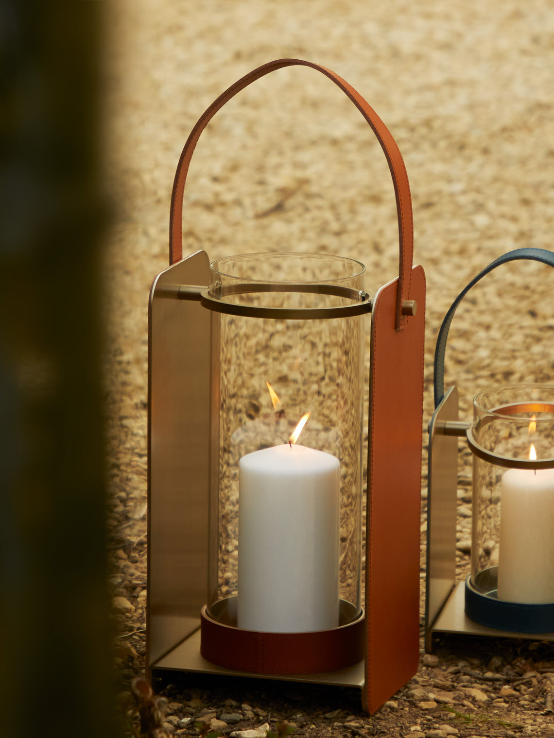 Lumen Glass and Leather Medium Lantern