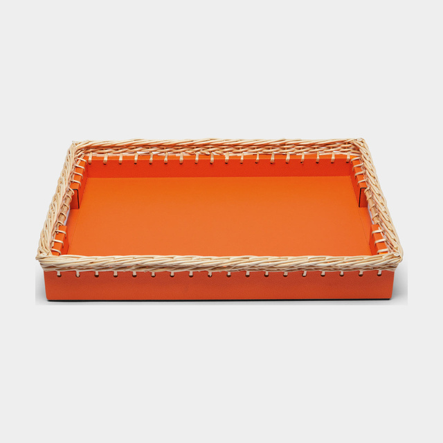 Giverny Leather and Rattan Tray (13.5in/34cm)