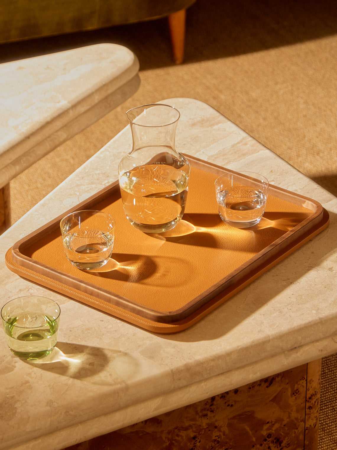 Walnut and Leather Tray (18.5in/47cm)
