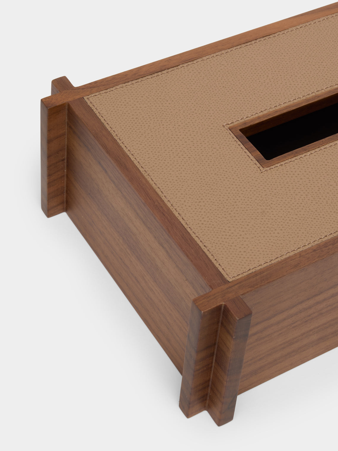 Structura Leather and Wood Tissue Holder