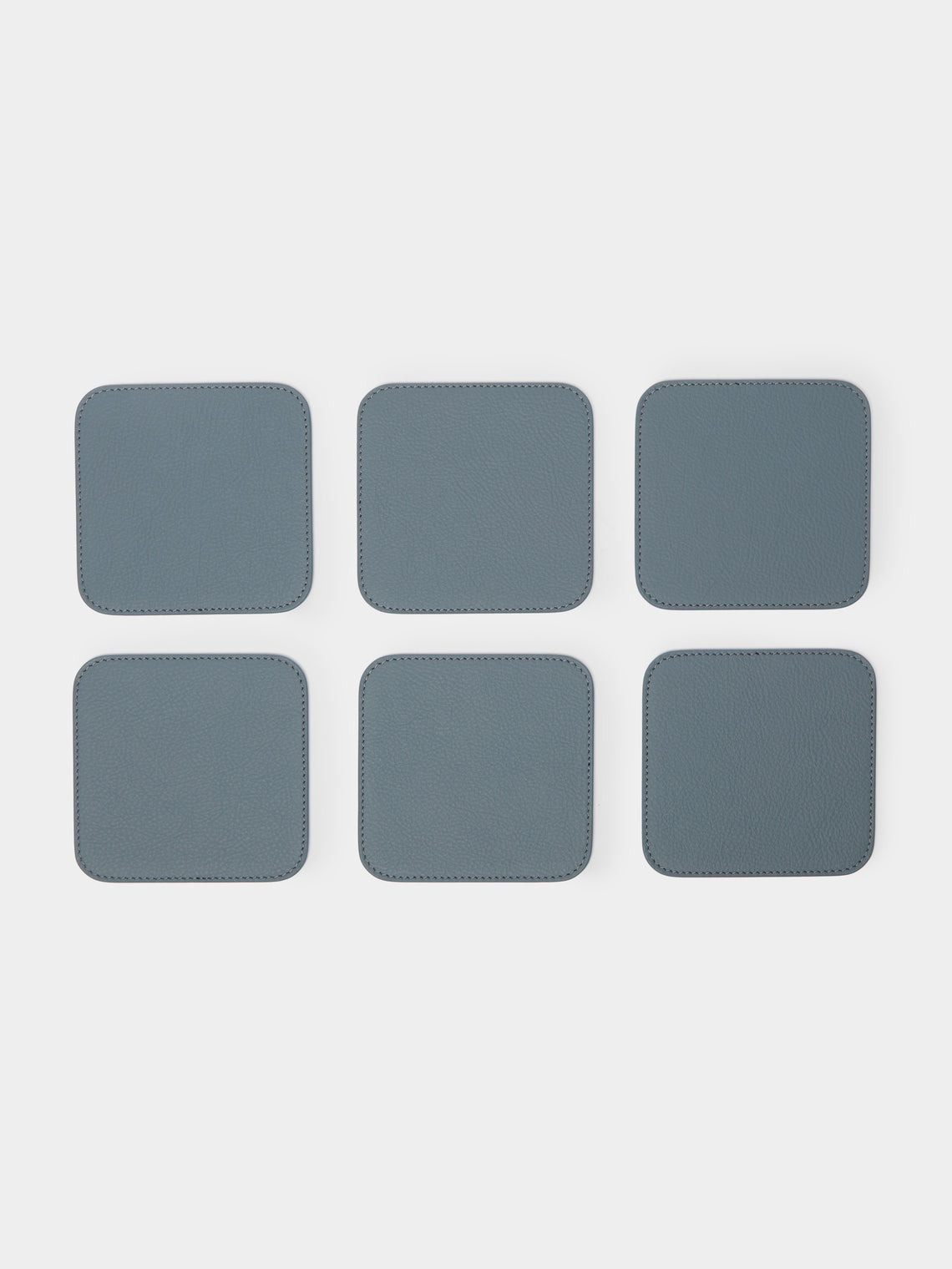 Leather and Walnut Coasters with Holder (Set of 6)