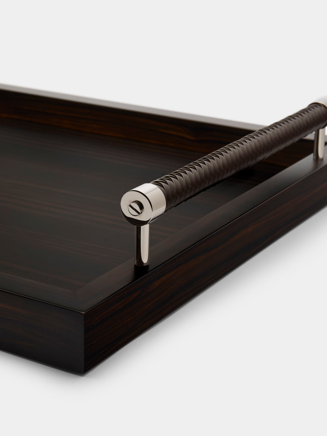 Diana Ebony and Woven Leather Tray (23.5in/60cm)