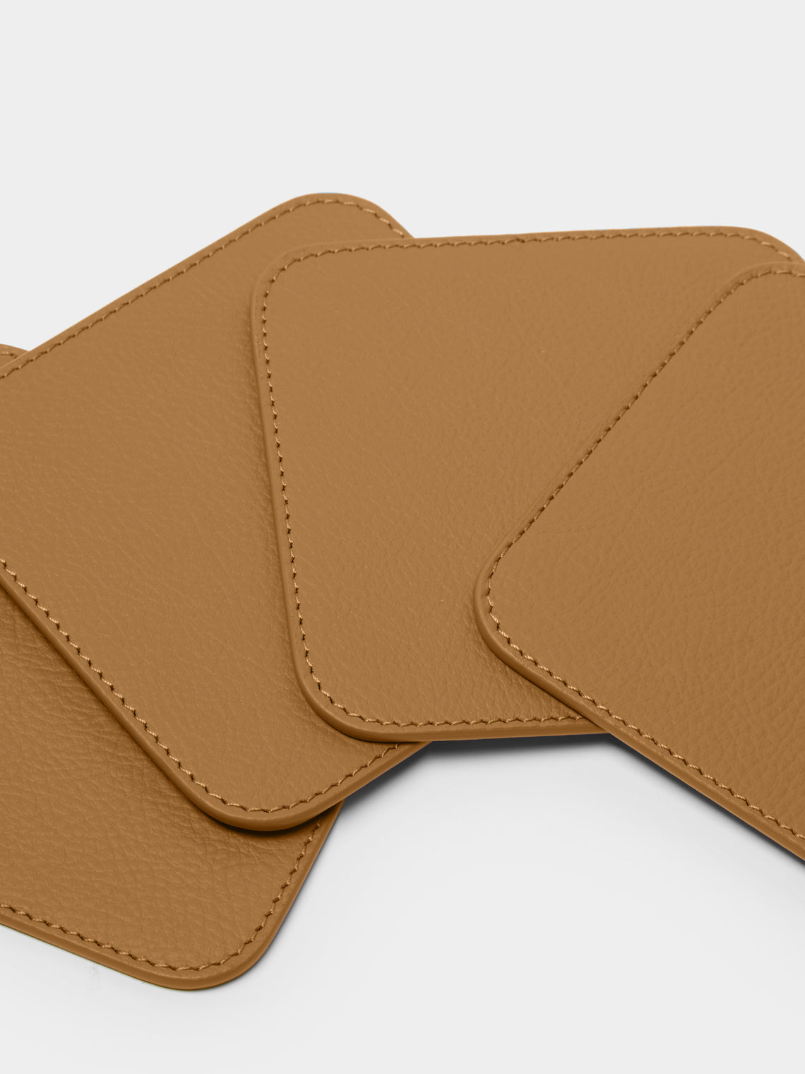 Leather and Walnut Coasters with Holder (Set of 6)
