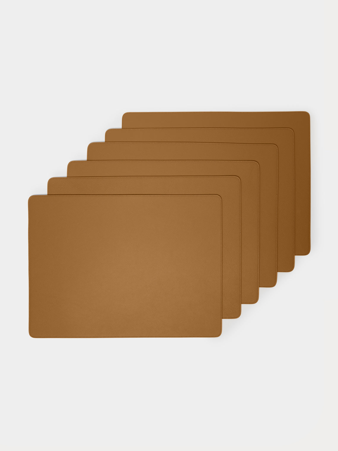 Leather and Walnut Placemats with Holder (Set of 6)