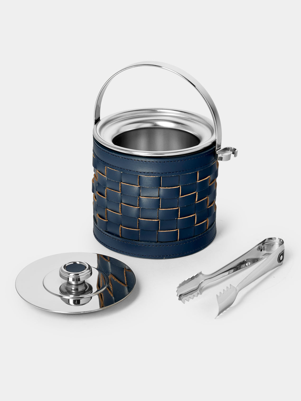 Barcelona Water-Resistant Leather Ice Bucket with Tongs