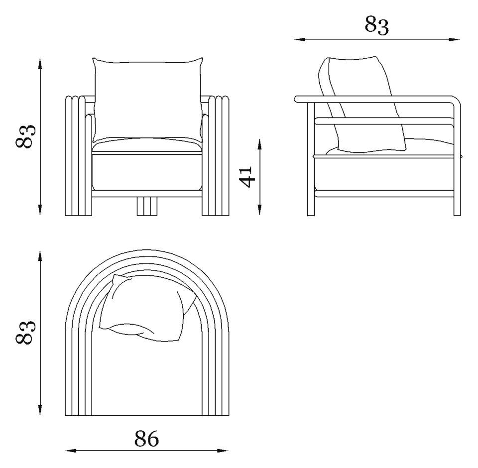 Rugiano Capri Armchair — Dimensions 1