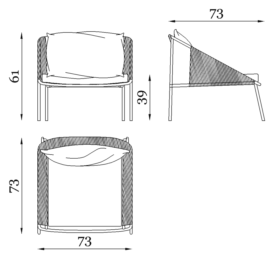 Rugiano Demetra Armchair — Dimensions 1