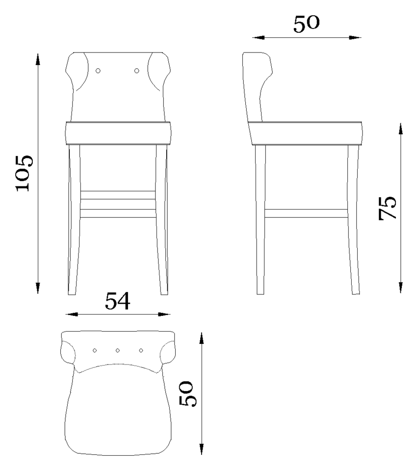Rugiano Guenda Stool — Dimensions 1