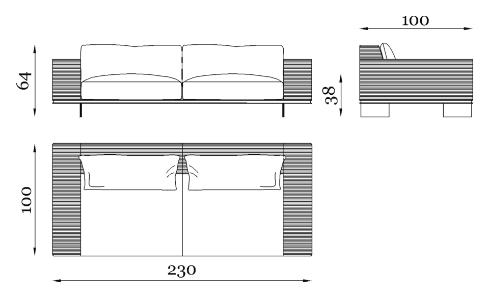 Rugiano Memphis Sofa — Dimensions 1