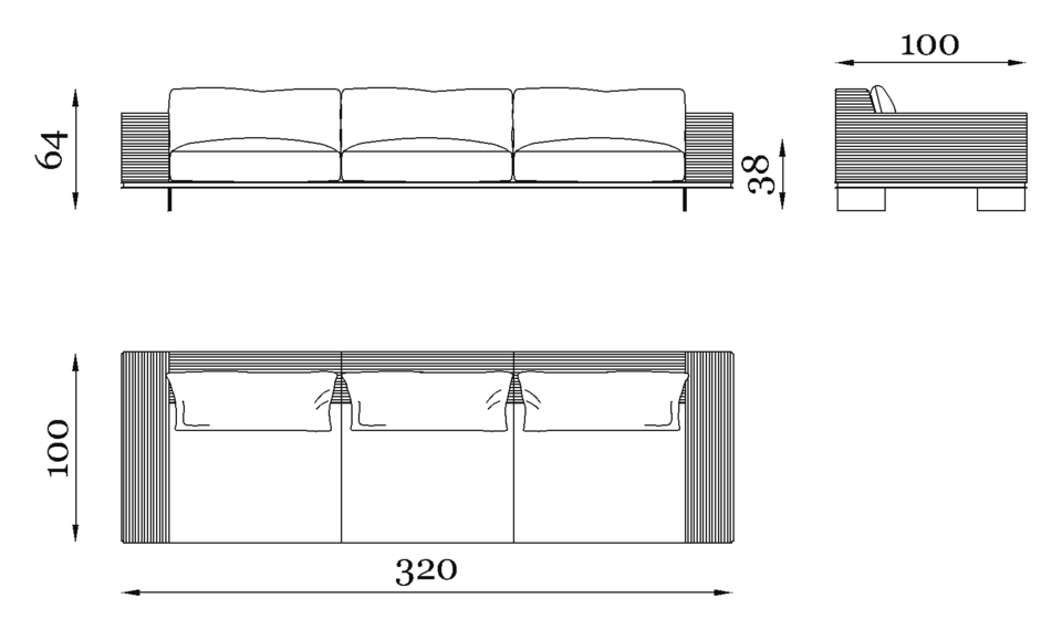 Rugiano Memphis Sofa — Dimensions 2