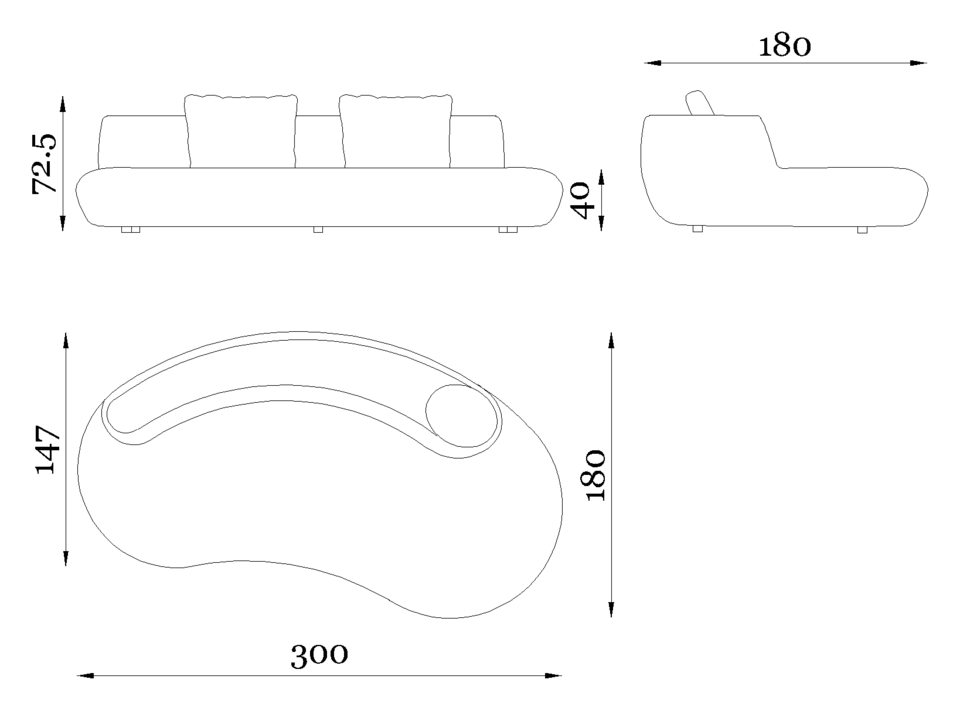 Rugiano Rafael Sofa — Dimensions 1