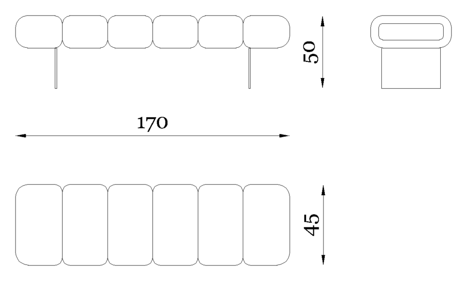 Rugiano Snake Bench — Dimensions 1