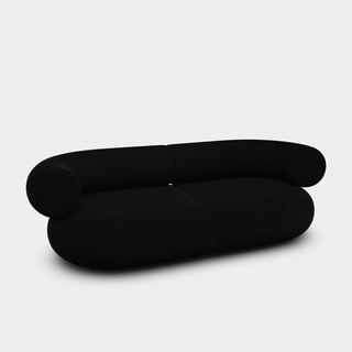 Black Kvadrat Hallingdal 65 Wool Blend / 2.5-Seater Modular Sofa / Kvadrat Hallingdal 65 - Black (0190)