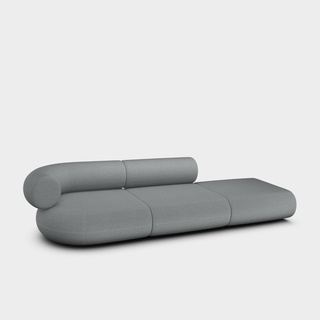 Mid Grey Kvadrat Hallingdal 65 Wool Blend / 3-Seater Left Open Modular Sofa / Kvadrat Hallingdal 65 - Mid Grey (0130)