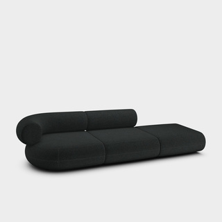 Dark Grey Kvadrat Divina Melange Wool / 3-Seater Left Open Modular Sofa / Kvadrat Divina Melange - Dark Grey (180)