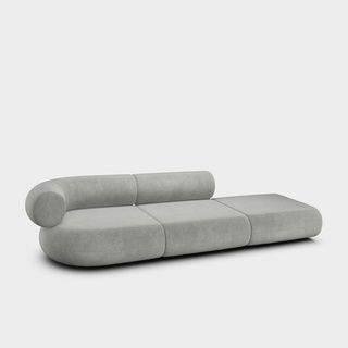 Silver Royal Velvet / 3-Seater Left Open Modular Sofa / Royal - Silver (125)