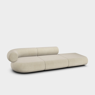 Pearl Royal Velvet / 3-Seater Left Open Modular Sofa / Royal - Pearl (106)